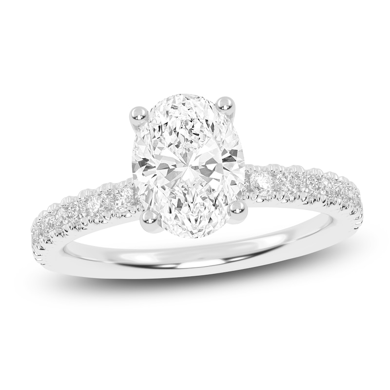 Lab-Created Oval-Cut Diamond Engagement Ring 1-1/4 ct tw 14K White Gold