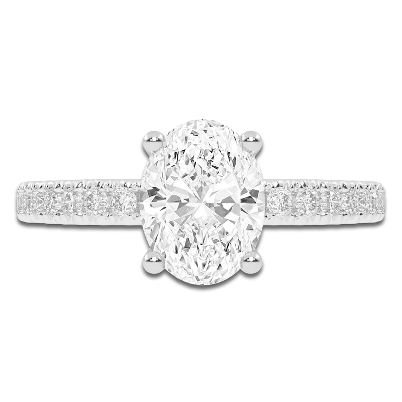 Lab-Created Oval-Cut Diamond Engagement Ring 1-1/4 ct tw 14K White Gold