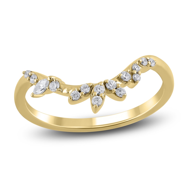 Certified Marquise & Round-Cut Diamond Contour Anniversary Ring 1/6 ct tw 14K Yellow Gold