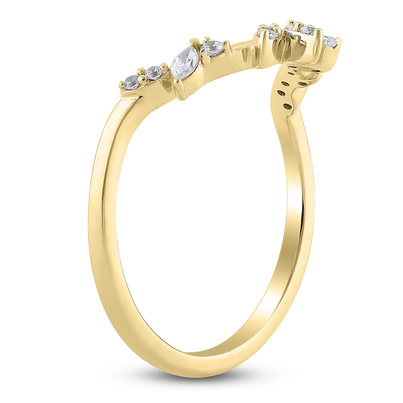 Certified Marquise & Round-Cut Diamond Contour Anniversary Ring 1/6 ct tw 14K Yellow Gold