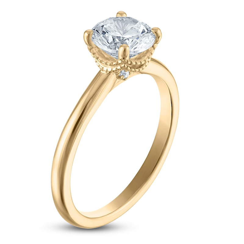 Main Image 2 of Lab-Created Round-Cut Solitaire Plus Engagement Ring 1-1/2 ct tw 18K Yellow Gold (F/VS)