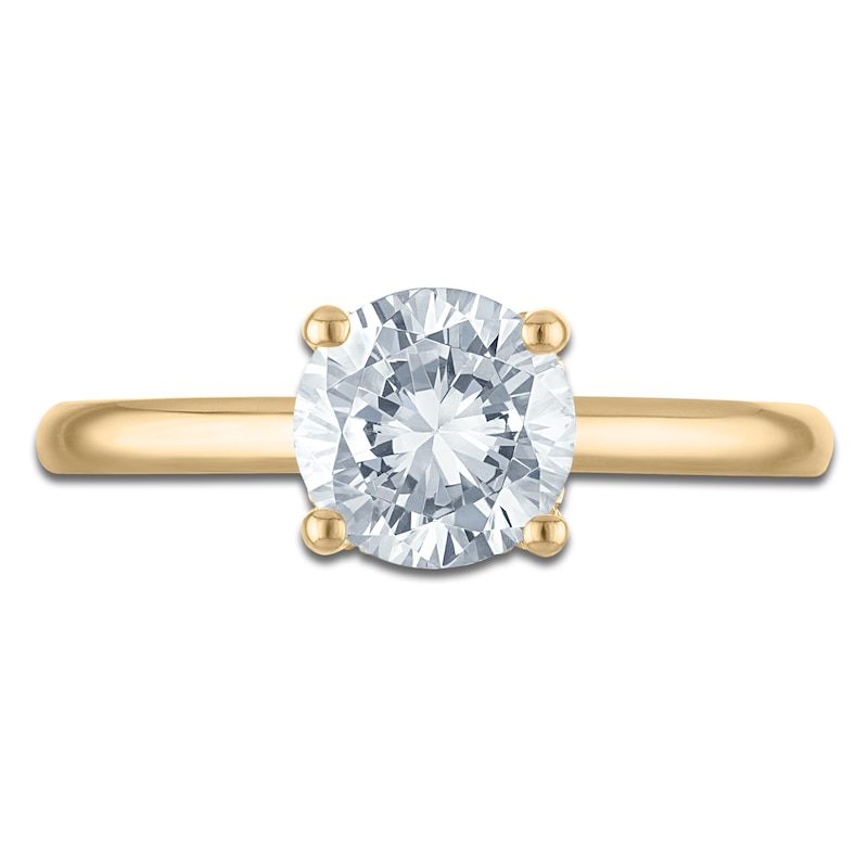 Main Image 3 of Lab-Created Round-Cut Solitaire Plus Engagement Ring 1-1/2 ct tw 18K Yellow Gold (F/VS)