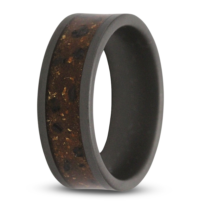 Men's Red Sand, Dinosaur Bone & 24K Gold Fleck Wedding Band Matte Tungsten Carbide 8mm