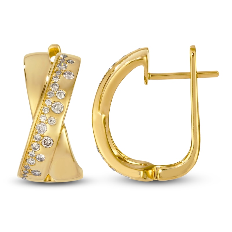 Main Image 1 of Le Vian Tramonto D'Oro Diamond Crossover Hoop Earrings 3/8 ct tw 14K Honey Gold