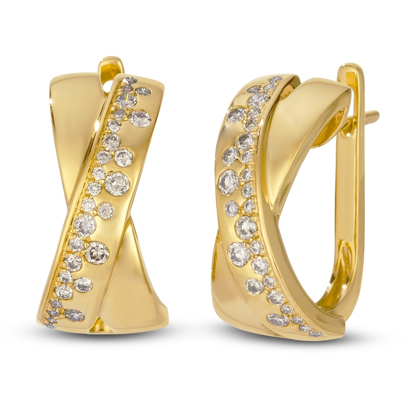 Main Image 2 of Le Vian Tramonto D'Oro Diamond Crossover Hoop Earrings 3/8 ct tw 14K Honey Gold