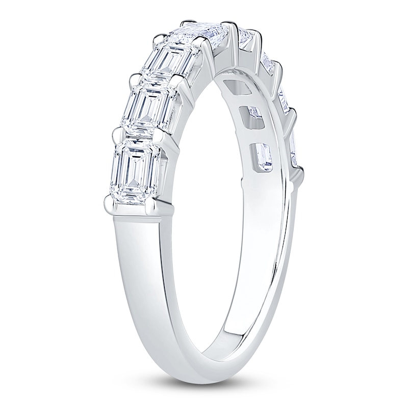 Main Image 2 of Certified Emerald-Cut Diamond Anniversary Ring 1-1/2 t tw 18K White Gold