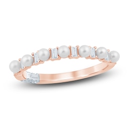 Pnina Tornai Cultured Pearl & Baguette-Cut Diamond Anniversary Ring 1/6 ct tw 14K Rose Gold