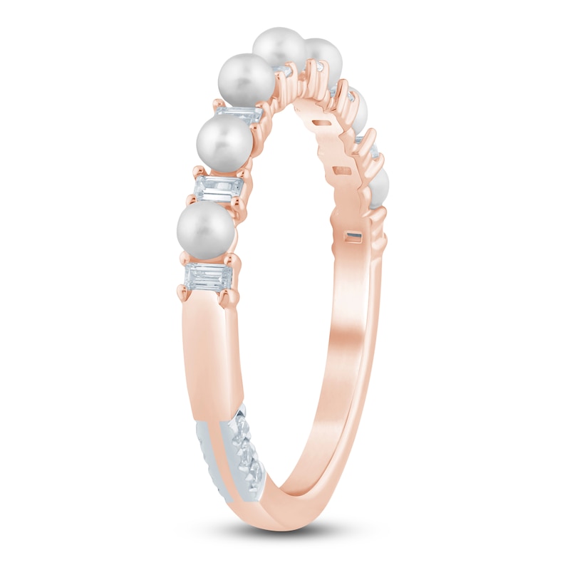 Main Image 2 of Pnina Tornai Cultured Pearl & Baguette-Cut Diamond Anniversary Ring 1/6 ct tw 14K Rose Gold