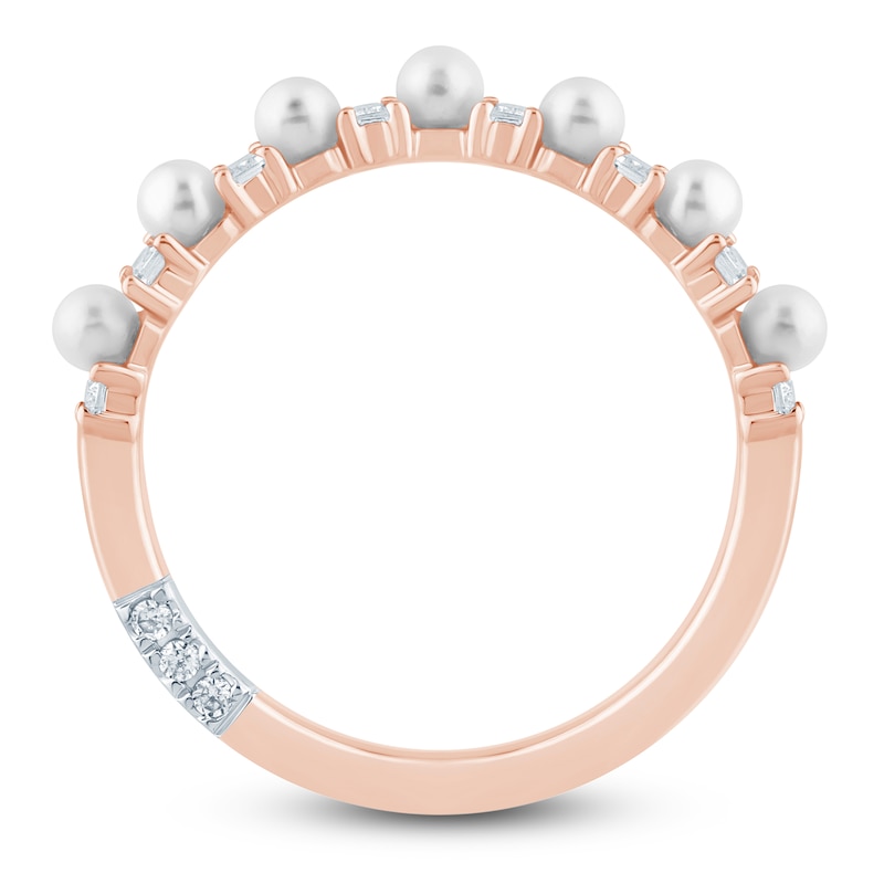 Main Image 4 of Pnina Tornai Cultured Pearl & Baguette-Cut Diamond Anniversary Ring 1/6 ct tw 14K Rose Gold