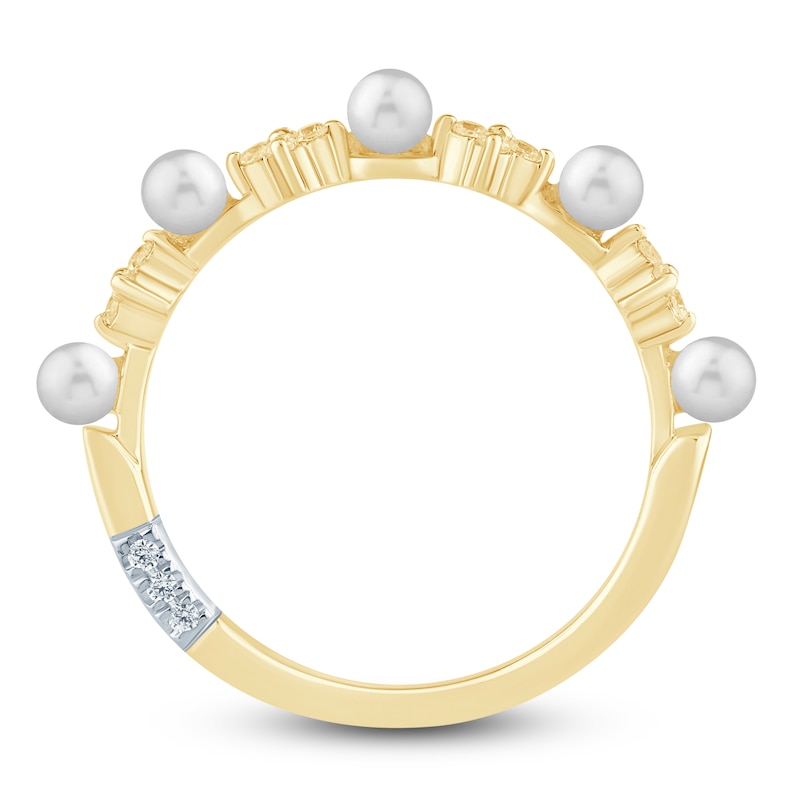 Main Image 2 of Pnina Tornai Cultured Pearl & Diamond Quatrefoil Anniversary Ring 1/6 ct tw 14K Yellow Gold