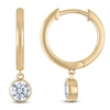 Thumbnail Image 4 of Lab-Created Diamond Three-Stone Necklace and Dangle Hoop Earrings Set 1 ct tw 14K Yellow Gold