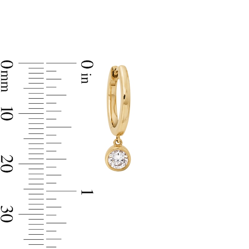 Main Image 4 of Lab-Created Diamond Three-Stone Necklace and Dangle Hoop Earrings Set 1 ct tw 14K Yellow Gold