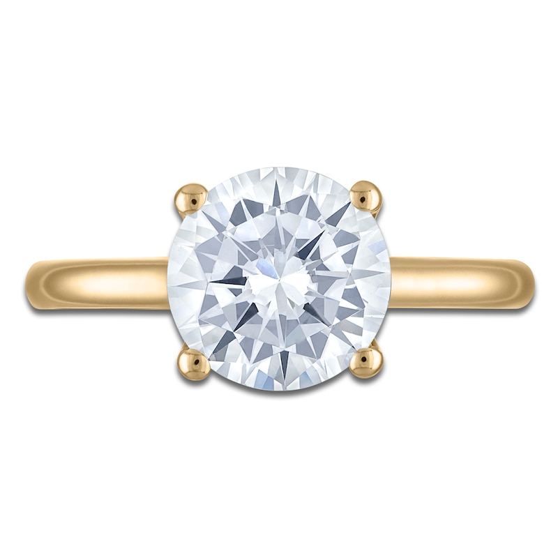 Main Image 3 of Round-Cut Lab-Created Diamond Solitaire Plus Engagement Ring 2-1/2 ct tw 18K Yellow Gold (VS2/F)