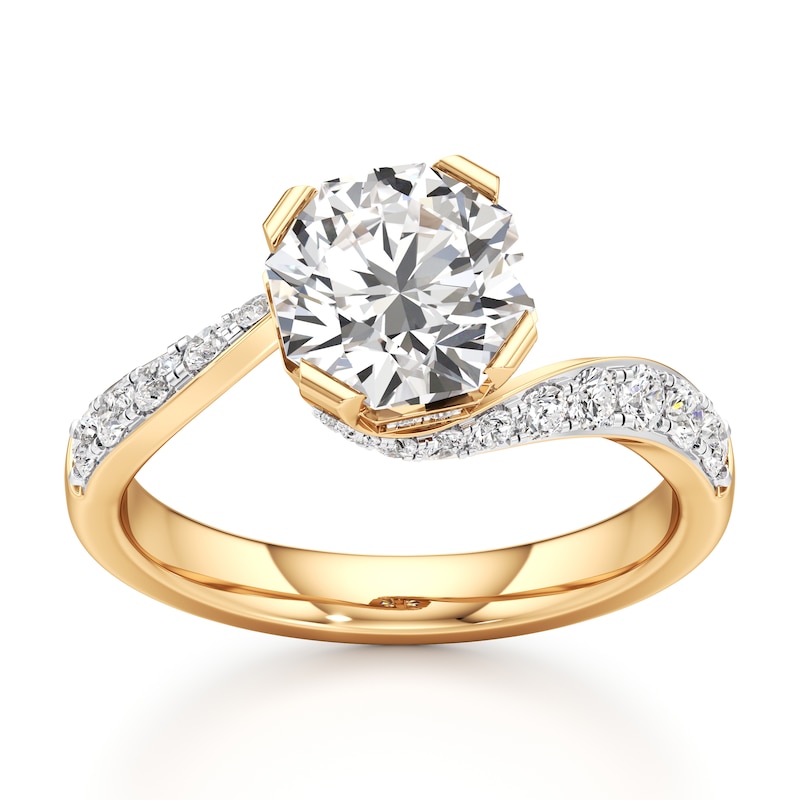 Main Image 1 of J'Lure Octagon Brilliant-Cut Lab-Created Diamond Bypass Engagement Ring 2-1/2 ct tw 18K Yellow Gold