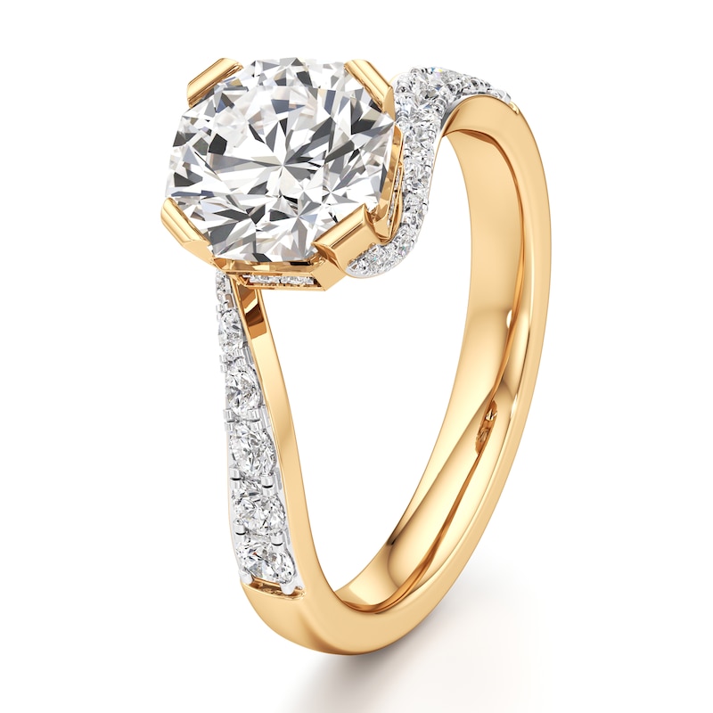 Main Image 4 of J'Lure Octagon Brilliant-Cut Lab-Created Diamond Bypass Engagement Ring 2-1/2 ct tw 18K Yellow Gold