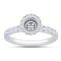 Certified Diamond Double Hidden Halo Engagement Ring Setting 1 ct tw 14K White Gold