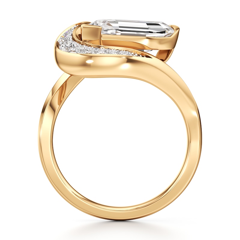 Main Image 2 of J'Lure Leaf Step-Cut Lab-Created Diamond Engagement Ring 3 ct tw 18K Yellow Gold