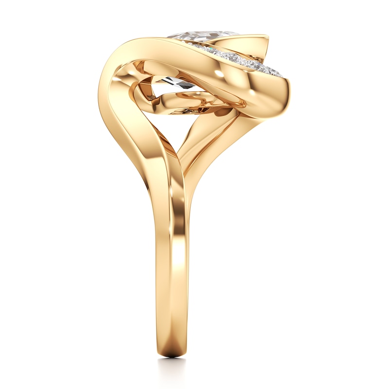 Main Image 3 of J'Lure Leaf Step-Cut Lab-Created Diamond Engagement Ring 3 ct tw 18K Yellow Gold