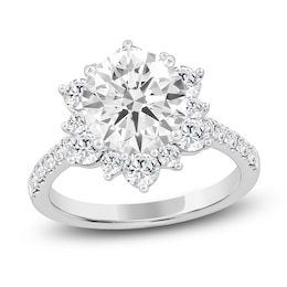 Round-Cut Lab-Created Diamond Halo Engagement Ring 3 ct tw 14K White Gold