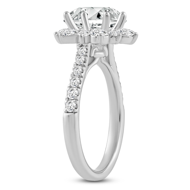 Main Image 2 of Round-Cut Lab-Created Diamond Halo Engagement Ring 3 ct tw 14K White Gold