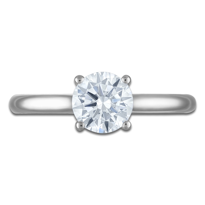 Main Image 3 of Round-Cut Lab-Created Diamond Solitaire Plus Engagement Ring 1 ct tw 14K White Gold (VS2/F)