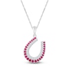 Thumbnail Image 1 of Lab-Created Ruby & White Lab-Created Sapphire Horseshoe Necklace Sterling Silver 18&quot;