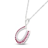 Thumbnail Image 2 of Lab-Created Ruby & White Lab-Created Sapphire Horseshoe Necklace Sterling Silver 18&quot;