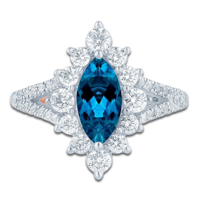 Main Image 3 of Pnina Tornai Marquise-Cut Natural London Blue Topaz & Diamond Engagement Ring 1 ct tw 14K White Gold