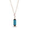 Thumbnail Image 1 of Le Vian Silhouette Hexagon-Cut Natural Blue Topaz Necklace 1/8 ct tw Diamonds 14K Strawberry Gold 19&quot;