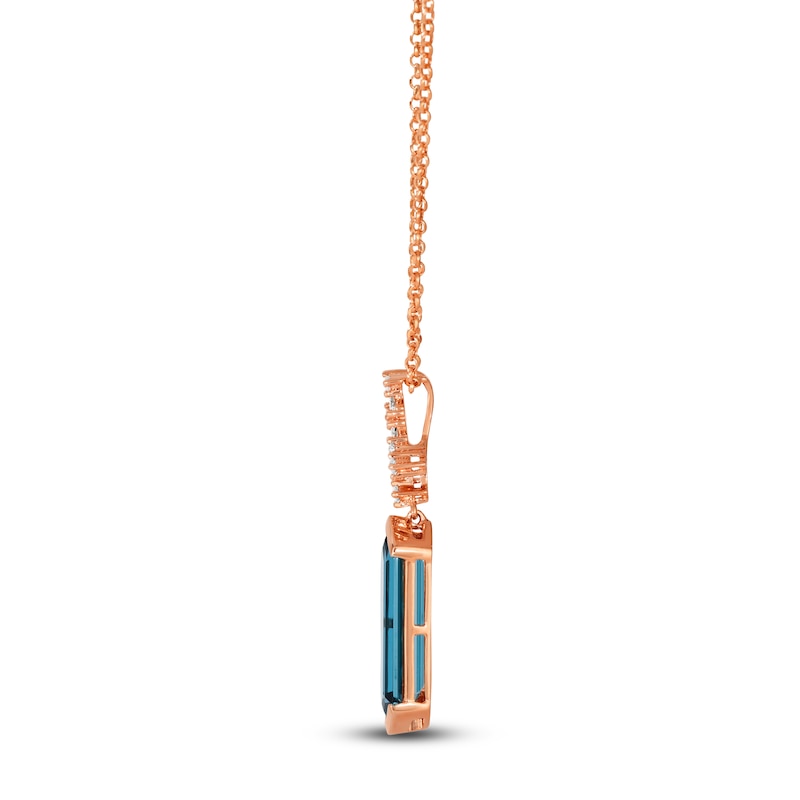 Main Image 2 of Le Vian Silhouette Hexagon-Cut Natural Blue Topaz Necklace 1/8 ct tw Diamonds 14K Strawberry Gold 19&quot;