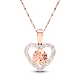 Natural Morganite Necklace 1/15 ct tw Diamonds 10K Rose Gold