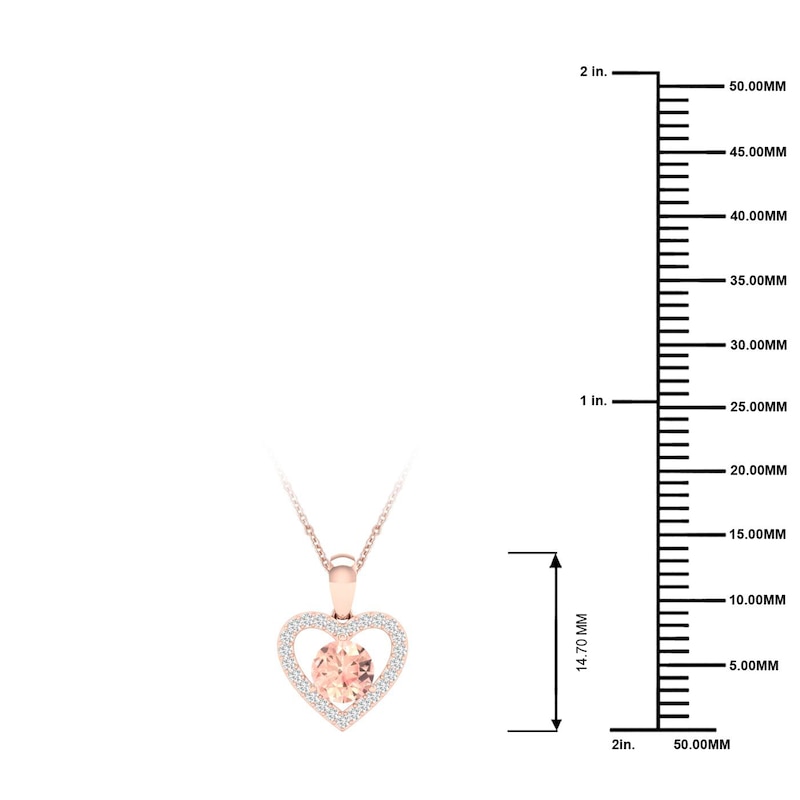 Main Image 4 of Natural Morganite Necklace 1/15 ct tw Diamonds 10K Rose Gold