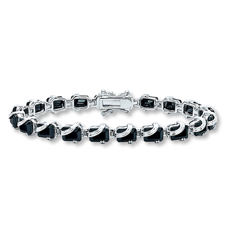 Natural Onyx Bracelet Sterling Silver