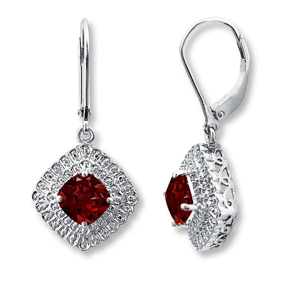 Jared The Galleria Of JewelryJared Garnet Earrings Diamond Accents ...