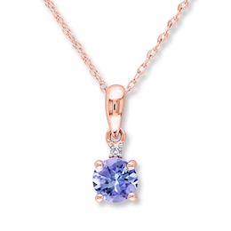 Tanzanite Necklace Diamond Accent 10K Rose Gold