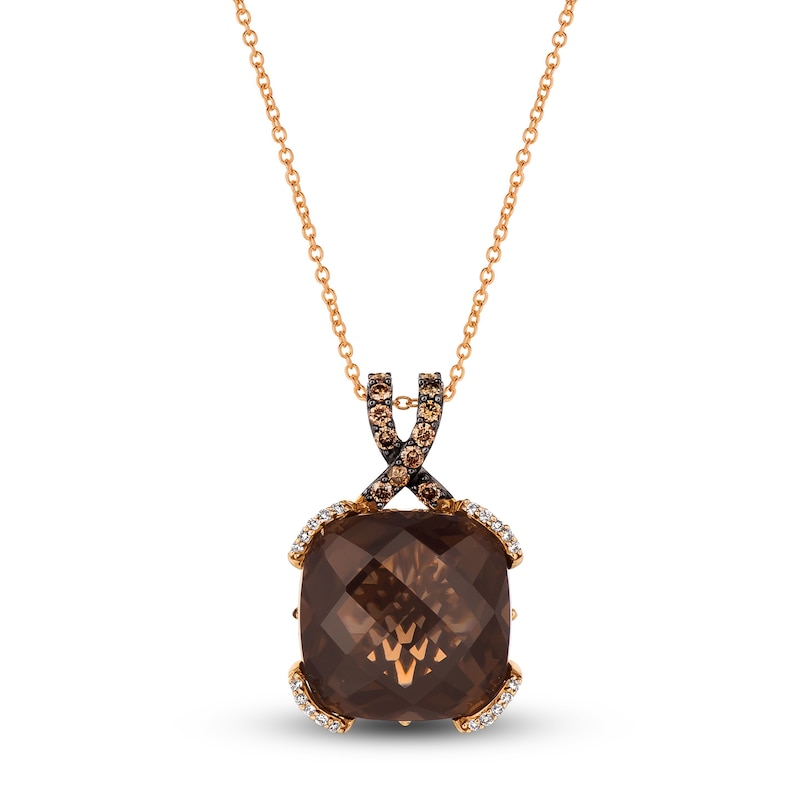 Main Image 1 of Le Vian Chocolate Quartz Necklace 1/2 ct tw Diamonds 14K Gold