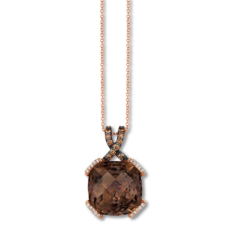 Main Image 2 of Le Vian Chocolate Quartz Necklace 1/2 ct tw Diamonds 14K Gold