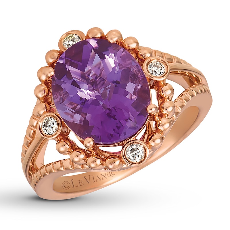 Le Vian Amethyst Ring 1/8 ct tw Diamonds 14K Strawberry Gold