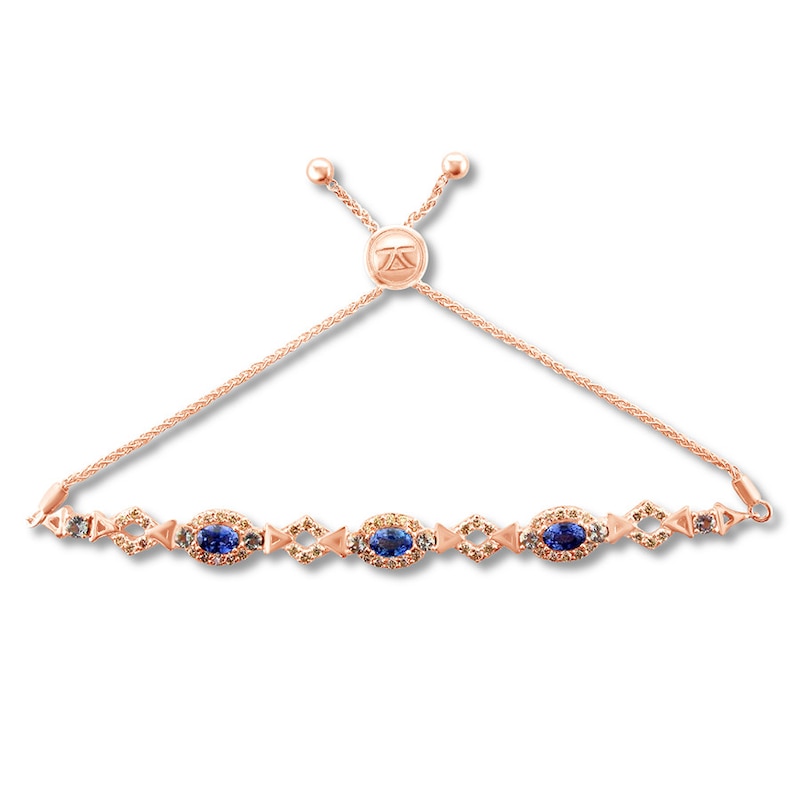 Main Image 1 of Le Vian Natural Sapphire Bolo Bracelet 1-1/2 ct tw Diamonds 14K Strawberry Gold