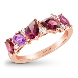 Le Vian Garnet & Amethyst Ring 1/8 ct tw Diamonds 14K Strawberry Gold
