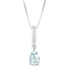 Thumbnail Image 0 of Lab-Created Aquamarine/Sapphire Necklace Pear/Round Sterling Silver