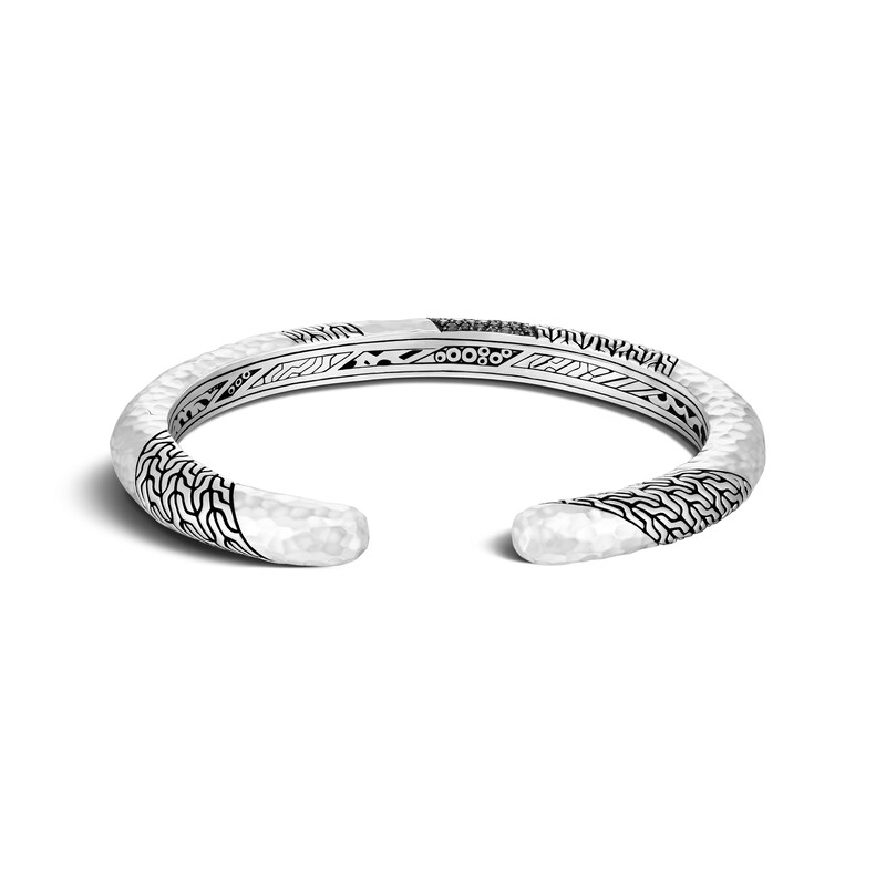 Sterling Silver Classic Chain Hammered Medium Kick Cuff Bracelet