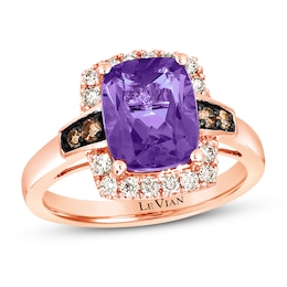 Le Vian Natural Amethyst Ring 1/3 ct tw Diamonds 14K Strawberry Gold