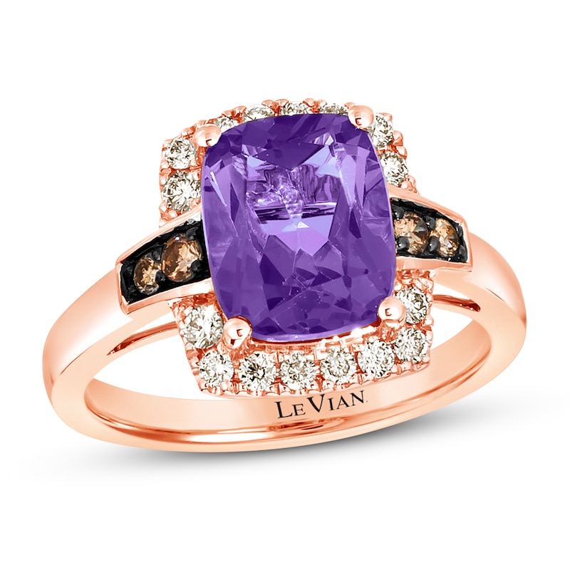 Main Image 1 of Le Vian Natural Amethyst Ring 1/3 ct tw Diamonds 14K Strawberry Gold