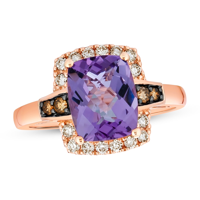 Main Image 4 of Le Vian Natural Amethyst Ring 1/3 ct tw Diamonds 14K Strawberry Gold