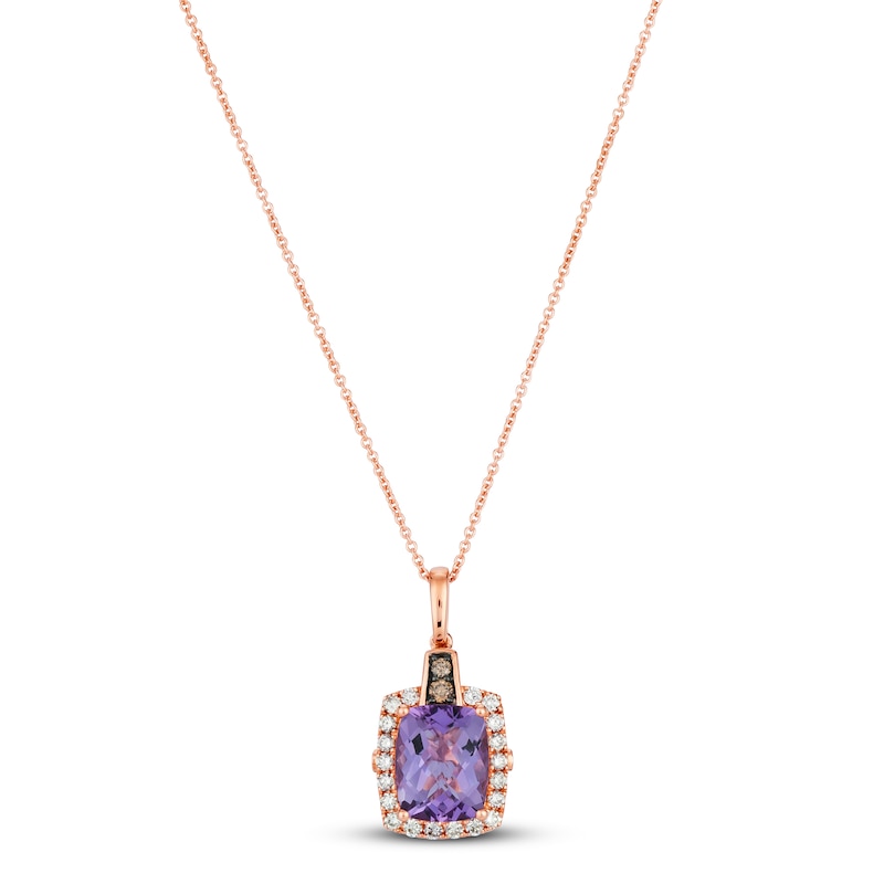 Le Vian Natural Amethyst Necklace 1/3 ct tw Diamonds 14K Strawberry Gold