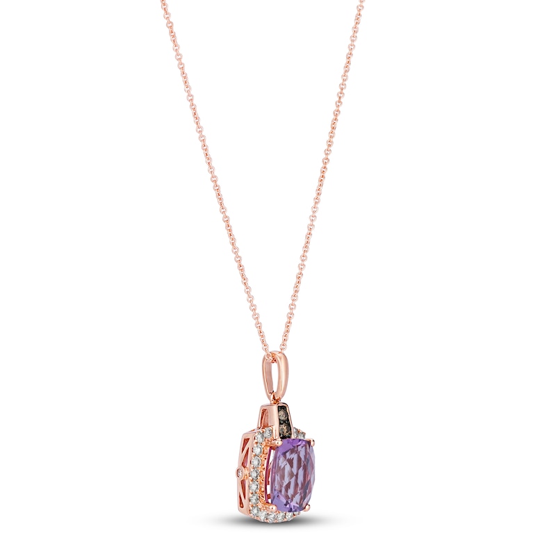 Le Vian Natural Amethyst Necklace 1/3 ct tw Diamonds 14K Strawberry Gold