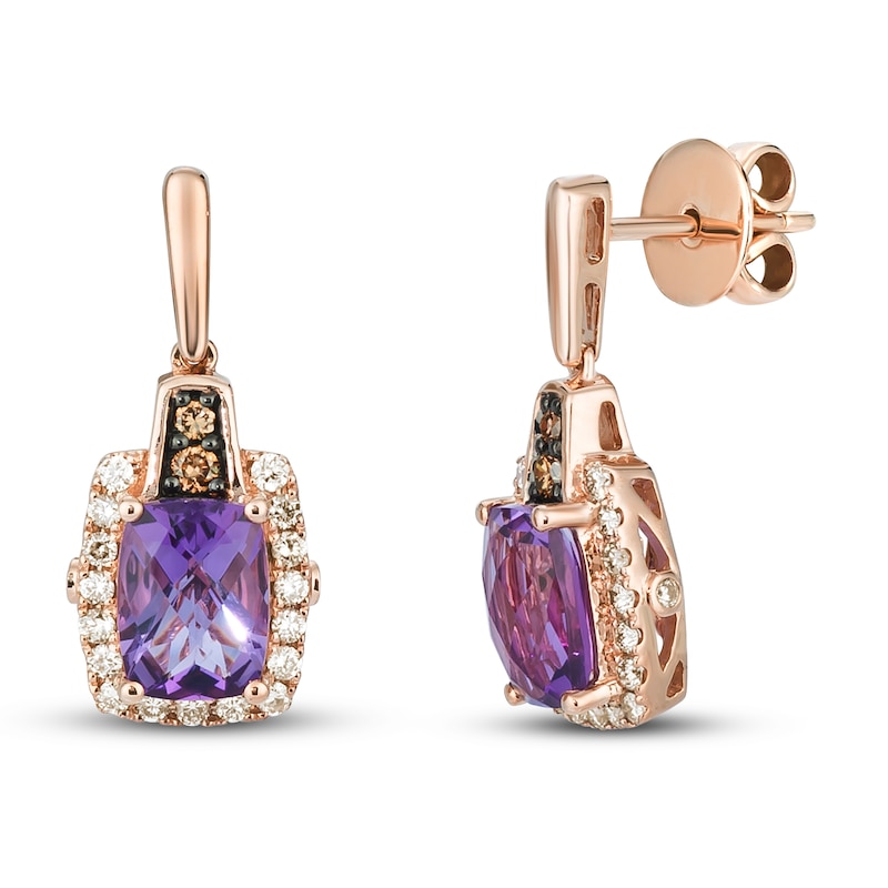 Main Image 1 of Le Vian Natural Amethyst Earrings 1/2 ct tw Diamonds 14K Strawberry Gold