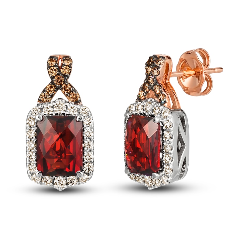 Main Image 1 of Le Vian Natural Garnet Earrings 1/2 ct tw Diamonds 14K Two-Tone Gold