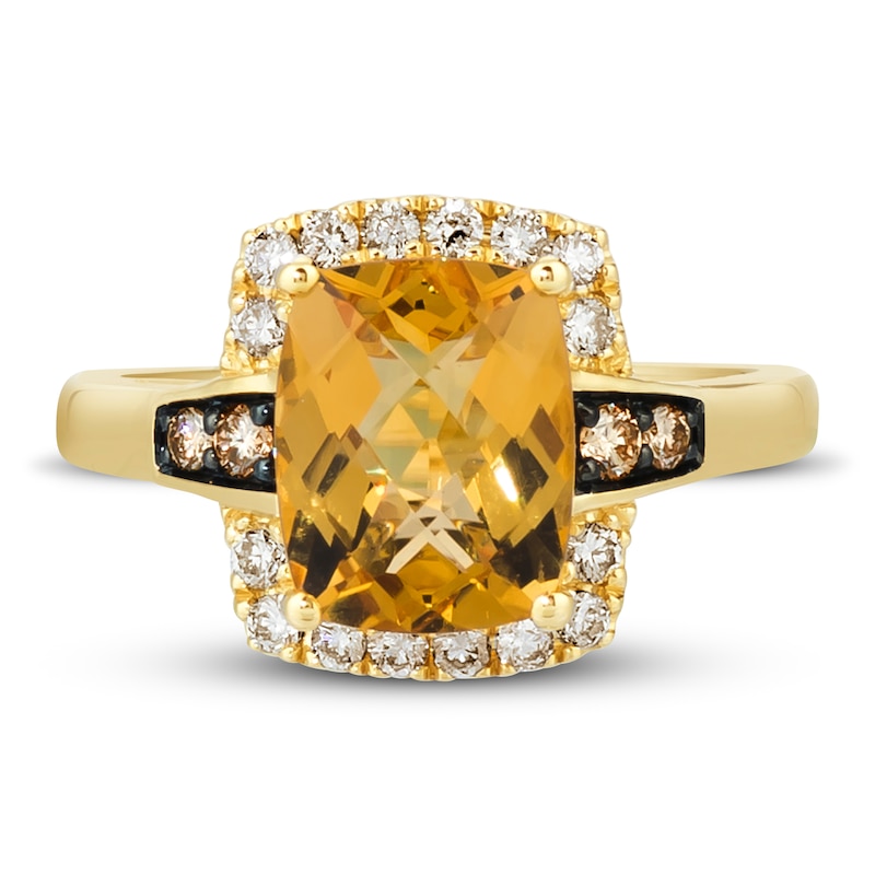 Main Image 4 of Le Vian Natural Citrine Ring 1/3 ct tw Diamonds 14K Honey Gold